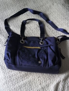 Haiku Navy Tote Bag with Embroidered Detail